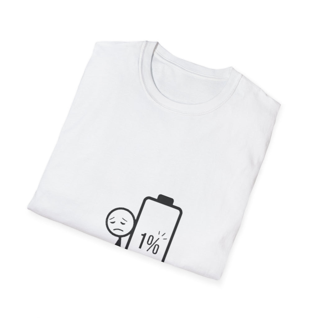 T-Shirt — "Social Battery: Critical" 1% Battery Graphic Tee